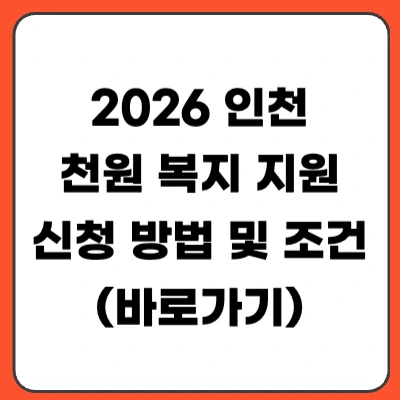 2026 인천 천원 복비 지원 신청 방법 및 조건 총정리 (최대 30만원)