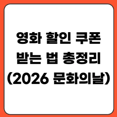 영화 할인 쿠폰 받는 법 총정리 (2026 문화의 날·CGV·롯데시네마·메가박스)
